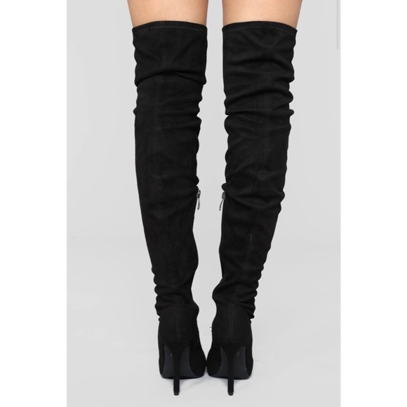 Fashion Nova Sexy Can I Boot Black Knee High Heel Boots - Picture 4 of 5